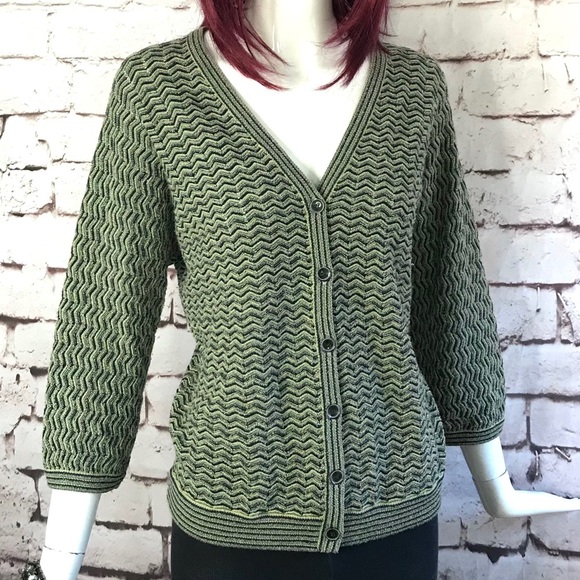 JONES NY Sweaters - JONES NY Medium 3/4 sleeve V-neck chevron cardigan